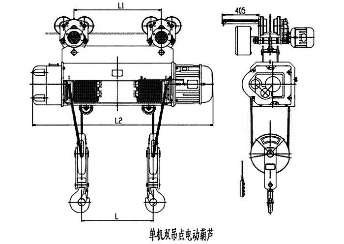 同筒雙鉤電動葫蘆結(jié)構(gòu)圖